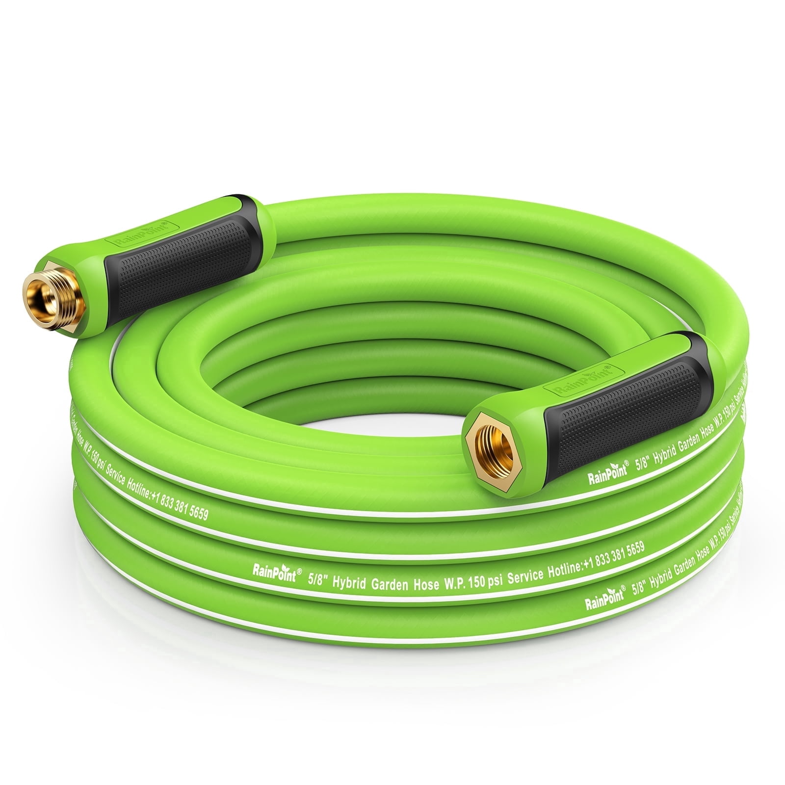 RainPoint Garden Hose 25FT - Made of hybrid rubber, Duty Garden Hose , with brass fittings, 5/8" diameter, and male-to-female connections