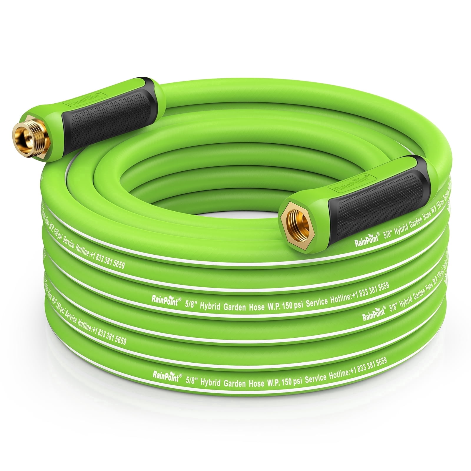 RainPoint Garden Hose 50FT - Made of hybrid rubber, Duty Garden Hose , with brass fittings, 5/8" diameter, and male-to-female connections