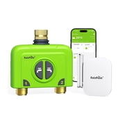 RainPoint WiFi Smart Garden Irrigation Timer, brass inlet and outlet. Supports APP and voice control, 2-zone sprinkler and drip irrigation system controller for yard and lawn watering