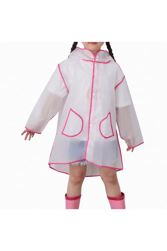 Rain Poncho For Kids Raincoat, Reusable Eva Rain Coats For Toddler Boys And Girls, Rain Jackets Gear With Hood Pink S