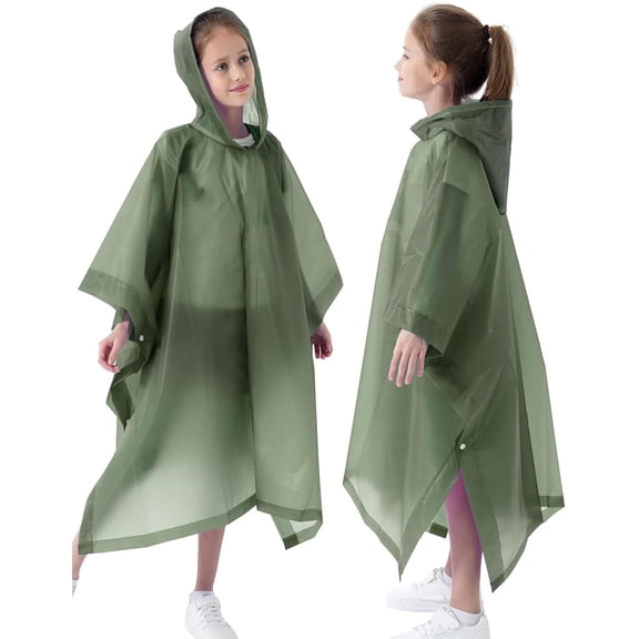 Rain Poncho for Kids(2 Pack) Waterproof Reusable EVA Raincoat One Size Rain Jackets for Children,Boys and Girls