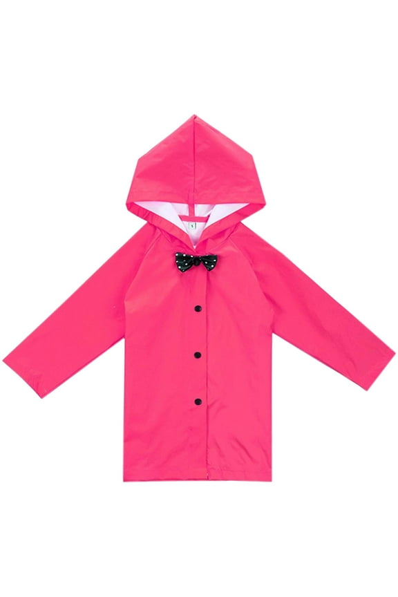 Rain Ponchos, Duoif Kids down Long Jacket Bow Rainwear Lightweight Raincoat Rain Jacket Red M