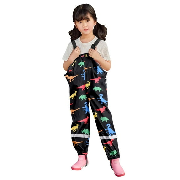 Rain Ponchos for Kids and Adults Children Kids Boys Girls Hooded Cartoon Print Rain Dungarees Windproof Waterproof Outwear Raincoat Trench Coat Hoodies Chest Waders for Kids b-Multicolour, 2-3 Years