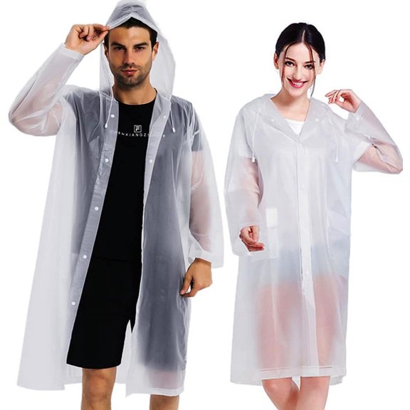 Rain Ponchos for Adults, 2 Pack EVA Rain Jacket Women Men Rain Coat