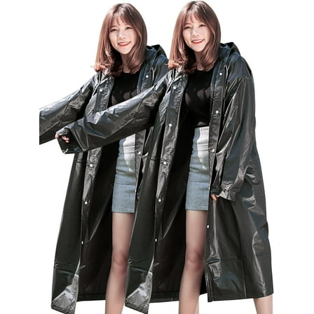 Rain Ponchos for Adults - 2 Pack Raincoats Reusable Emergency Raincoats Rain Cover for Men Women with Drawstring Hood