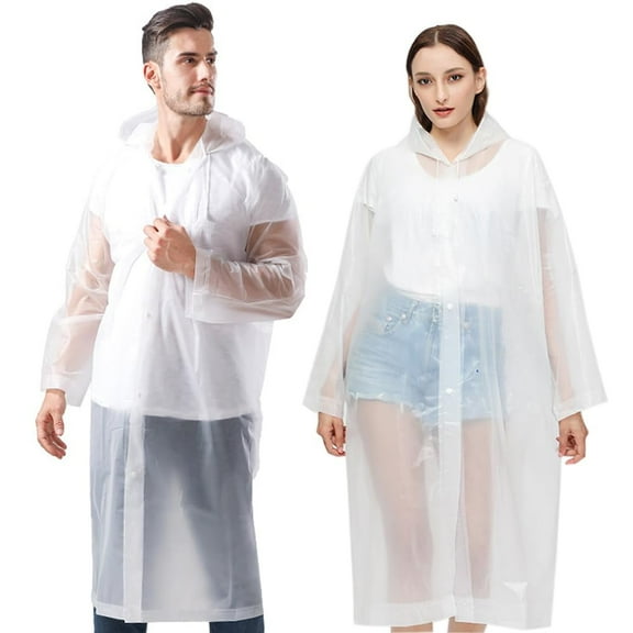 Rain Ponchos for Adults Reusable, 2 Pcs Raincoats Emergency for Women Men with Hood and Drawstring