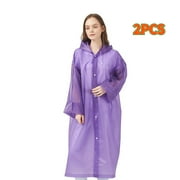 Rain Ponchos for Adults Reusable, 2 Pcs Raincoats Emergency for Women Men with Hood and Drawstring