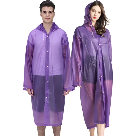 Rain Ponchos for Adults Reusable, 2 Pcs Raincoats Emergency for Women Men with Hood and Drawstring