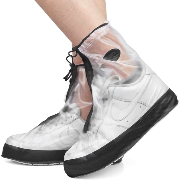 Rain Shoe Covers Waterproof Shoe Covers for Men Women Reusable Galoshes Overshoes Clear/Black, Medium