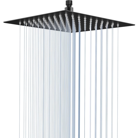 Rain Shower Head, 10 Inches Large Rainfall Shower Head, 304 Stainless Steel Made, Ceiling or Wall Mount, High Pressure Flow, Ultra Thin, Matte Black