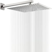 Rain Shower Head Brushed Nickel with Extension Arm 16 Inch Square Shower Head with 16 Inch Shower Arm Large Stainless Steel Rainfall Showerhead Waterfall Full Body Coverage