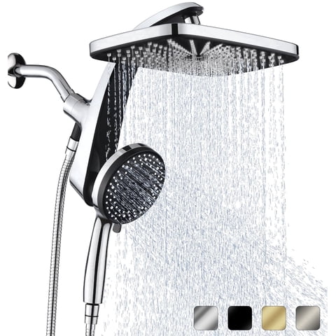 KESTE 12 Inch High Pressure Rain Shower Head with Handheld Spray Combo, 3+8+1 Spray Setting, Built-in Magnetic Docking, Dual Showerheads for Bathroom, Anti-Clog,Silver Chrome