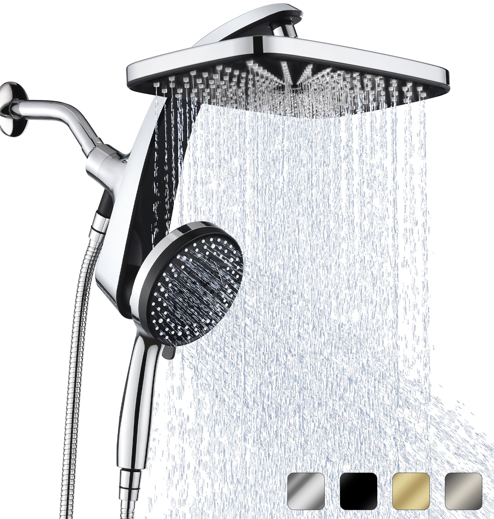 KESTE 12 Inch High Pressure Rain Shower Head with Handheld Spray Combo, 3+8+1 Spray Setting, Built-in Magnetic Docking, Dual Showerheads for Bathroom, Anti-Clog,Silver Chrome