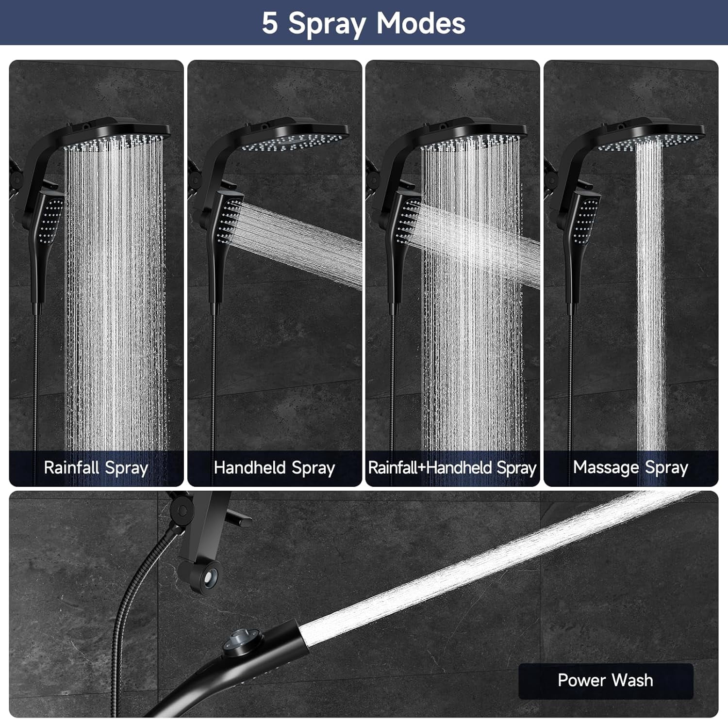 Rain Shower Head with Handheld. High Pressure Rainfall Showerhead Combo ...