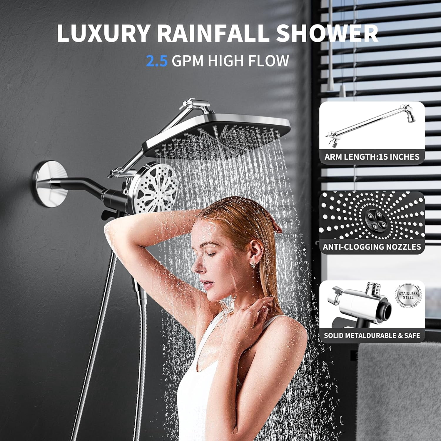Rain Shower Head with Handheld Spray Combo - Walmart.com