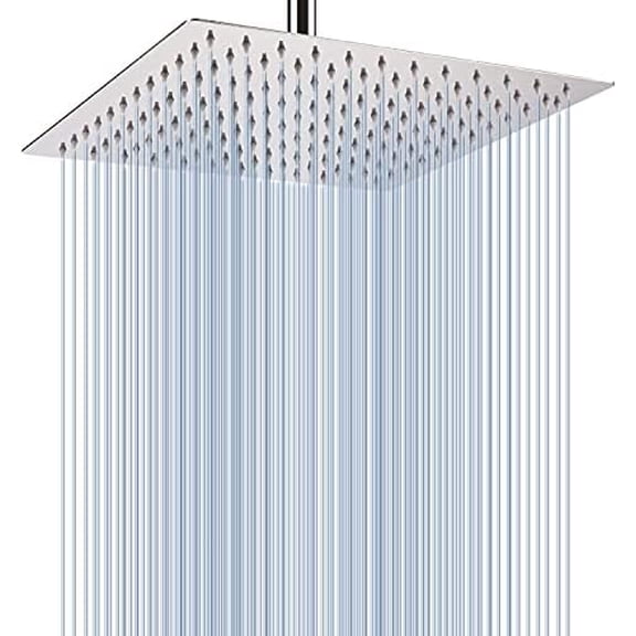 Rain Shower Head - High Flow Large Rainfall Shower Heads Made of Stainless Steel - Waterfall Bathroom Square Showerhead - Ceiling or Wall Mount (12" Chrome)