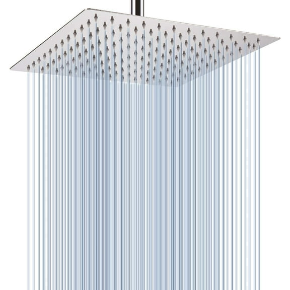 Rain Shower Head - High Flow Large Rainfall Shower Heads Made of Stainless Steel - Waterfall Bathroom Square Showerhead - Ceiling or Wall Mount (12" Chrome)