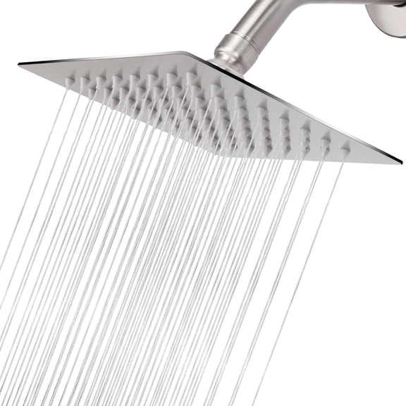Rain Shower Head, High Flow Stainless Steel Square Rainfall Shower, High Pressure Design, Awesome Shower Experience Even At Low Water Flow (6 Inch, Brushed Nickel)