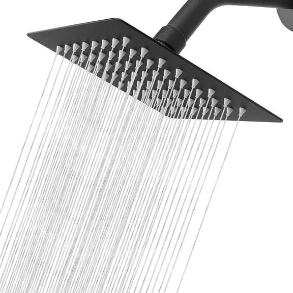 Rain Shower Head, High Flow Stainless Steel Square Rainfall Shower, High Pressure Design, Awesome Shower Experience Even At Low Water Flow (6 Inch, Matte Black)