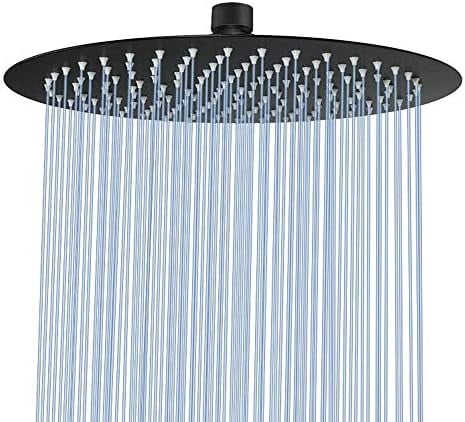 Rain Shower Head, Ultra-Thin Design-Pressure Boosting, Awesome Some Experience, High Flow Stainless Steel Rainfall Head (12 Inch, Matte Black)