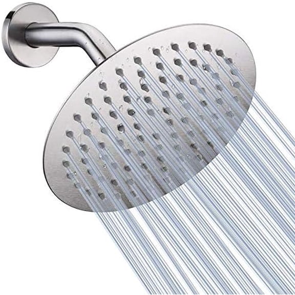 Rain Shower Head, Ultra-Thin Design-Pressure Boosting, Awesome Some Experience, High Flow Stainless Steel Rainfall Head (8 Inch,Brushed Nickel)