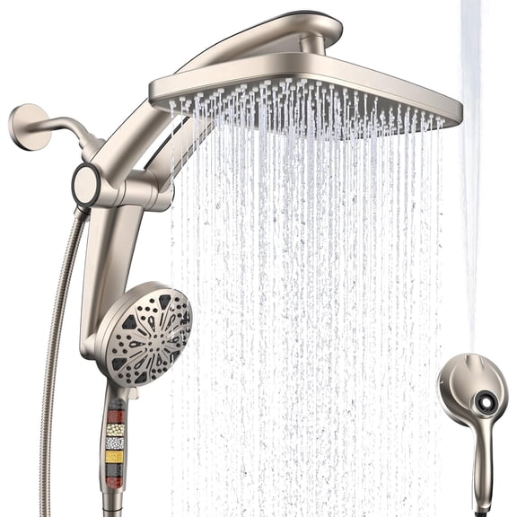 Rain Shower Head with filtered Handheld High Pressure rainfall Shower Heads with Handheld Spray Combo Adjustable one-piece stand daul shower head Built-in Magnetic Docking and Power Jets