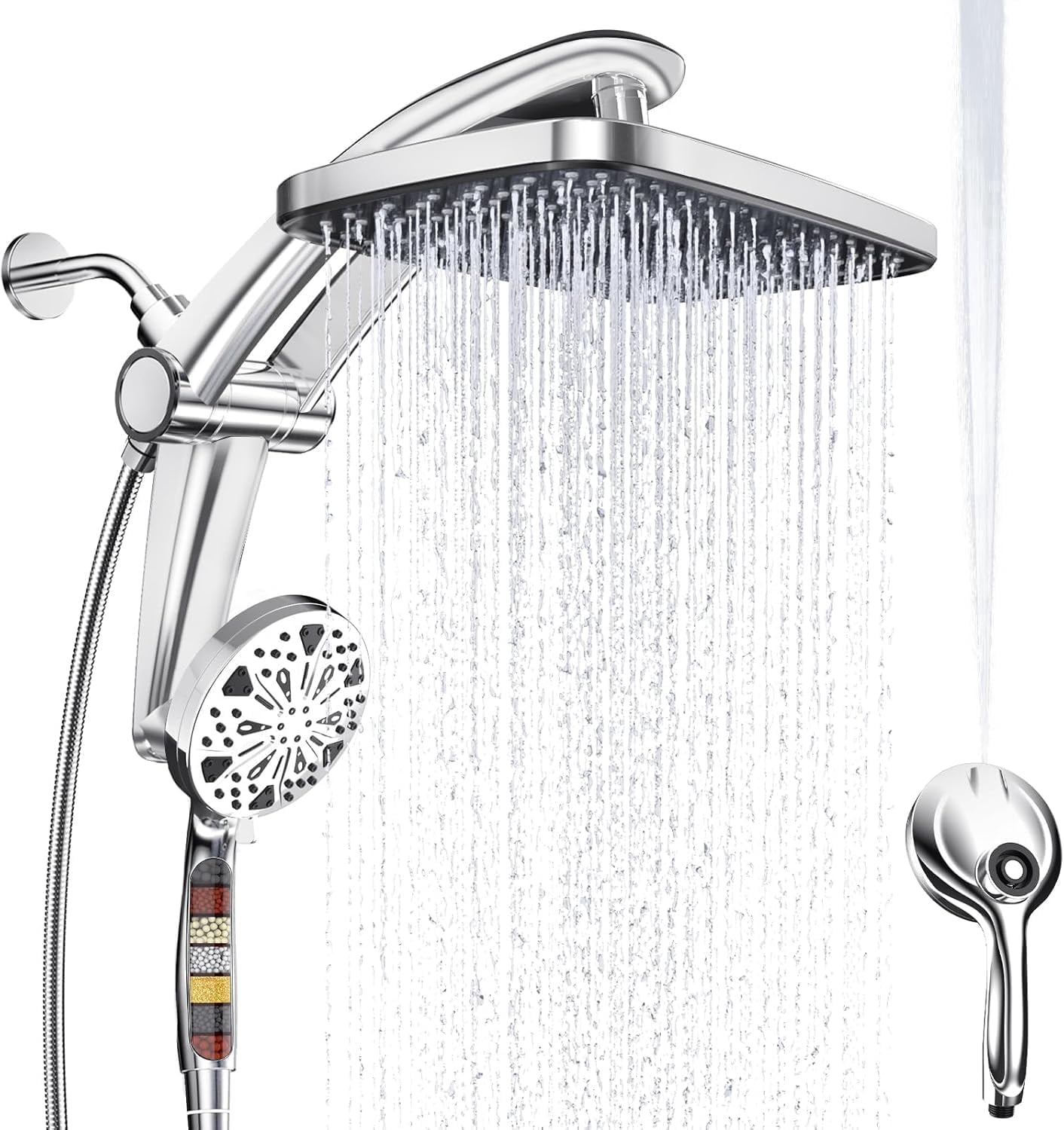 Rain Shower Head with filtered Handheld High Pressure rainfall Shower ...