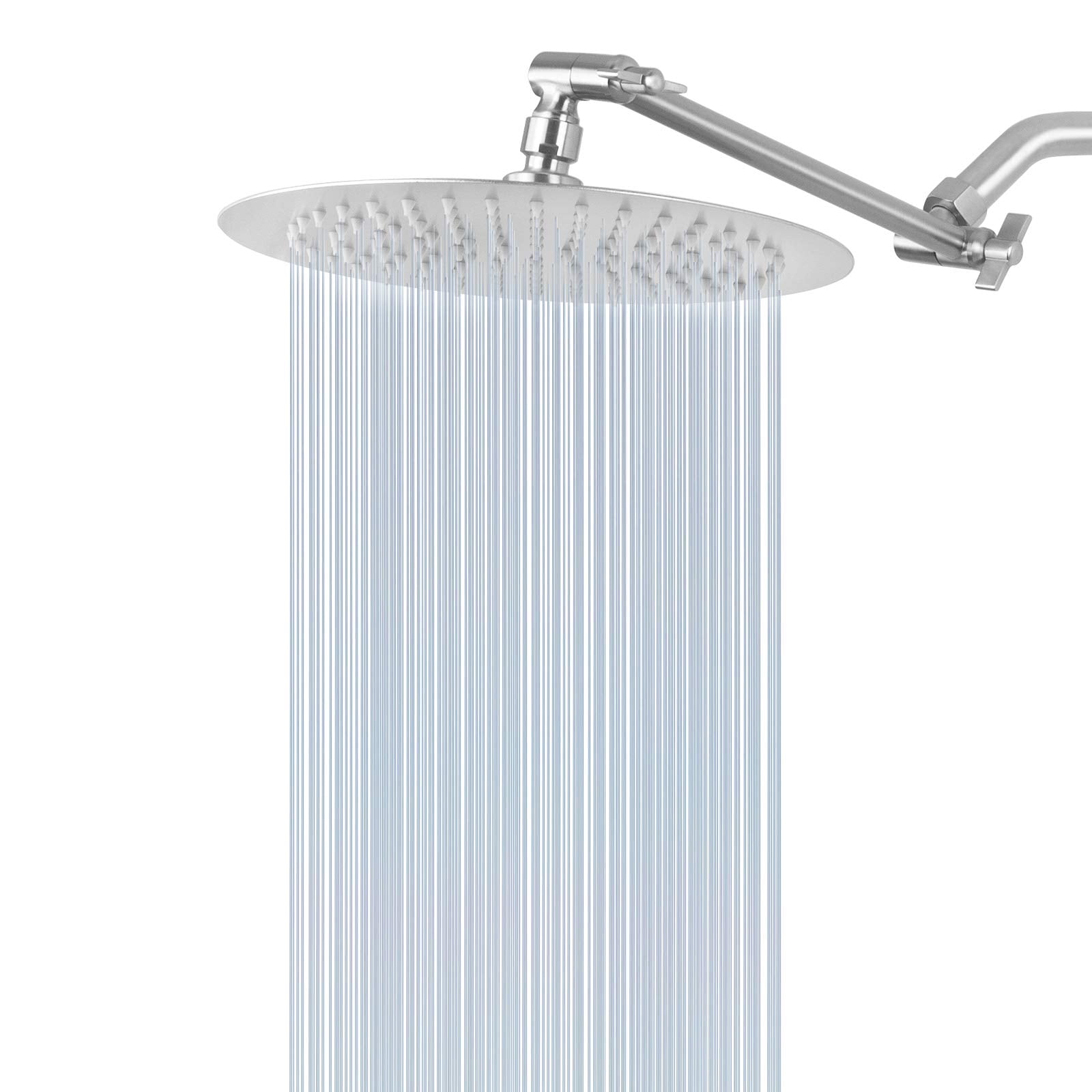 Rain Shower Head with 11 Inch Adjustable Arm, High Pressure Stainless Steel Rainfall Shower, Ultra-Thin Design, Pressure Boosting Chrome Finish