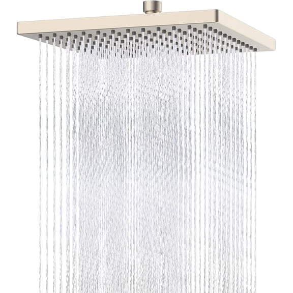 Rain Shower Head with Adjustable Ball Joint, 12 Inch Square Design, High-Pressure Full-Coverage Waterfall Spray, Brushed Nickel Finish