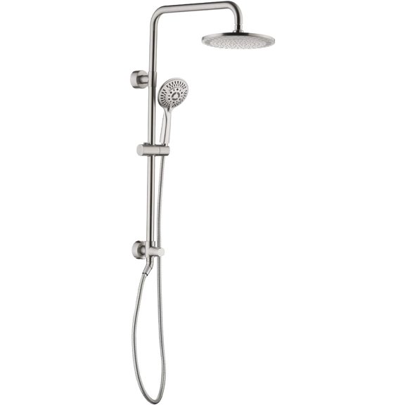 Rain Shower Heads System - 9 Inch Rainfall Shower Head and Handheld Shower Head with Height Adjustable Holder, Solid Brass Rail and 60" Long Stainless Steel Shower Hose, Brushed Nickel