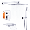 thumbnail image 1 of Rain Shower System Chrome Tub Shower Faucet Set 10 Inch Square Rainfall Shower Head with Handheld Sprayer and Waterfall Tub Spout, 1 of 7