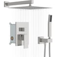 thumbnail image 1 of Rain Shower System Inch Faucet Set Brushed Nickel Finish Stainless  Square Rainfall Shower Head with Handheld  Solid Brass Valve Included, 1 of 5