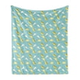 thumbnail image 1 of Rain Soft Flannel Fleece Throw Blanket, Graphical Rainy Season Scene of Raindrops and Scattered Umbrellas, Cozy Plush for Indoor and Outdoor Use, 70" x 90", Seafoam Khaki, by Ambesonne, 1 of 5