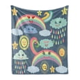 thumbnail image 1 of Rain Soft Flannel Fleece Throw Blanket, Nursery Theme Joyful Weather and Sky Concept Such as Rainbows Clouds and Stars, Cozy Plush for Indoor and Outdoor Use, 50" x 70", Multicolor, by Ambesonne, 1 of 5