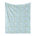 thumbnail image 1 of Rain Soft Flannel Fleece Throw Blanket, Rainy Day Themed Clouds and Sun Pattern in Repeating Layout, Cozy Plush for Indoor and Outdoor Use, 50" x 60", Baby Blue Indigo, by Ambesonne, 1 of 5