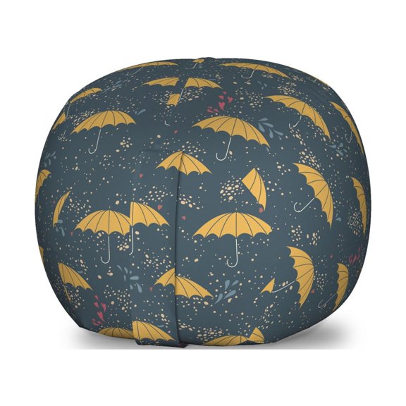 Rain Storage Toy Bag Chair, Crook Handle Umbrella on Spotted Dark Background, Stuffed Animal Organizer Washable Bag, Small Size, Coffee Multicolor, by Ambesonne