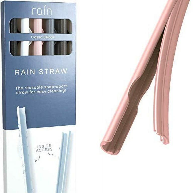Rain Straw - Easy Clean Reusable Drinking Straws That Snap Open for Easy  Cleaning - No Cleaning Brush or Cleaner Needed - Eco Friendly BPA Free  10.5 long Plastic Straws for Tumbler (