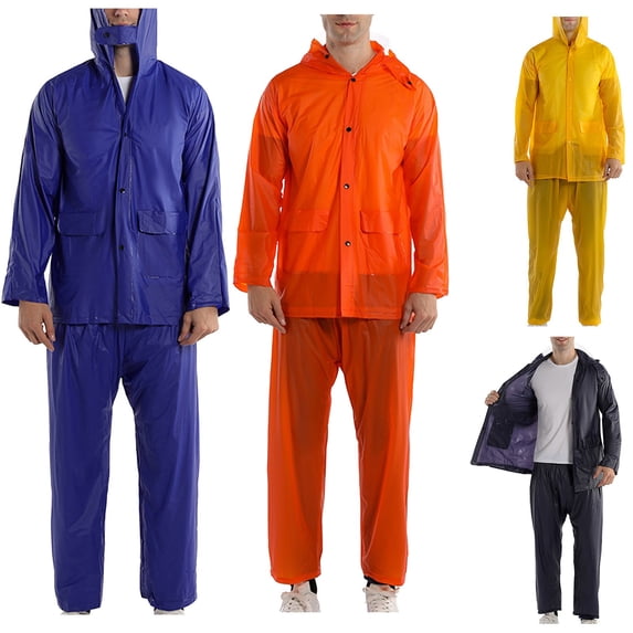 Rain Suit for Adults - Transparent Raincoat with Pants Set, Waterproof & Windproof Full Body Protection for Outdoor Work, Storms, and Heavy Duty Use(Navy),Ccwuwei