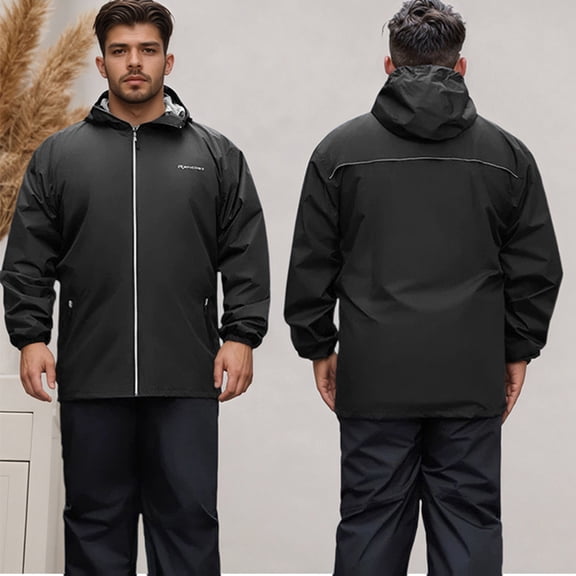 Rain Suit Waterproof Jacket and Trouser Suit Raincoat for Men and Women Color Black Size XXS