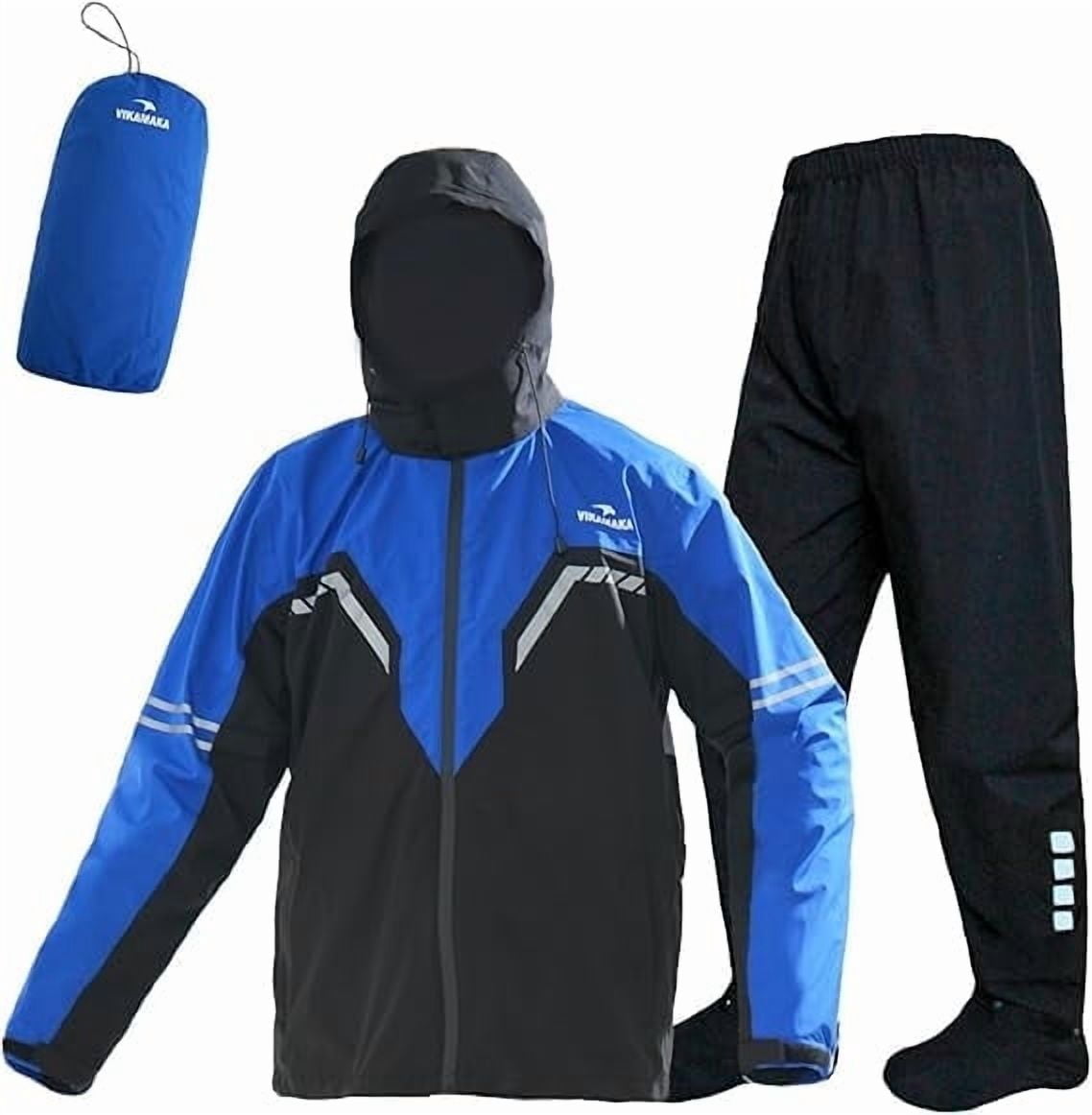 Rain Suit for Men,2 Piece Breathable Waterproof Packable Rain Gear,Lightweight Rain Jacket Pants Rainwear Suit Hiking Cycling(Blue,Medium）