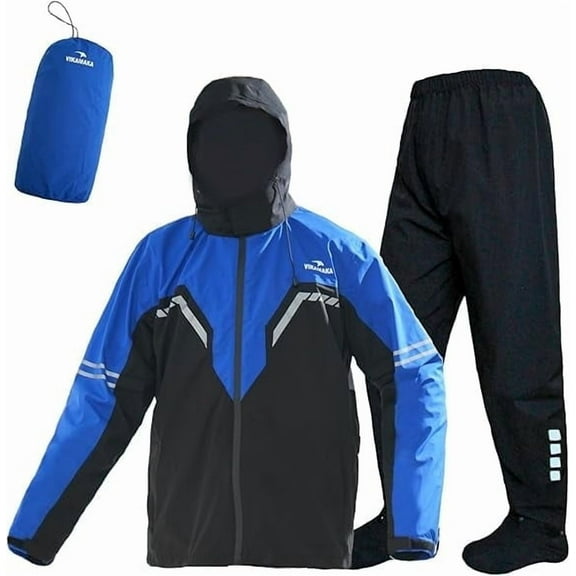 Rain Suit for Men,2 Piece Breathable Waterproof Packable Rain Gear,Lightweight Rain Jacket Pants Rainwear Suit Hiking Cycling(Blue,Medium）