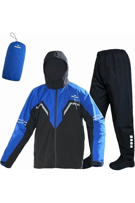 Rain Suit for Men,2 Piece Breathable Waterproof Packable Rain Gear,Lightweight Rain Jacket Pants Rainwear Suit Hiking Cycling(Blue,Medium)