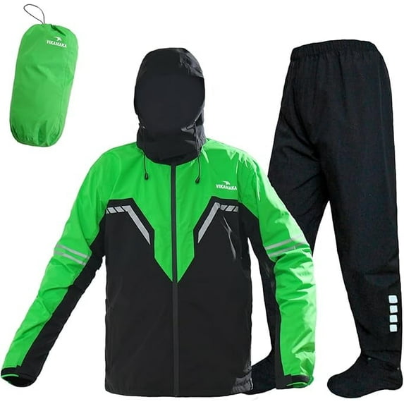 Rain Suit for Men,2 Piece Breathable Waterproof Packable Rain Gear,Lightweight Rain Jacket Pants Rainwear Suit Hiking Cycling(Green,XX-Large)