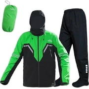 Rain Suit for Men,2 Piece Breathable Waterproof Packable Rain Gear,Lightweight Rain Jacket Pants Rainwear Suit Hiking CyclingGreen,-Large