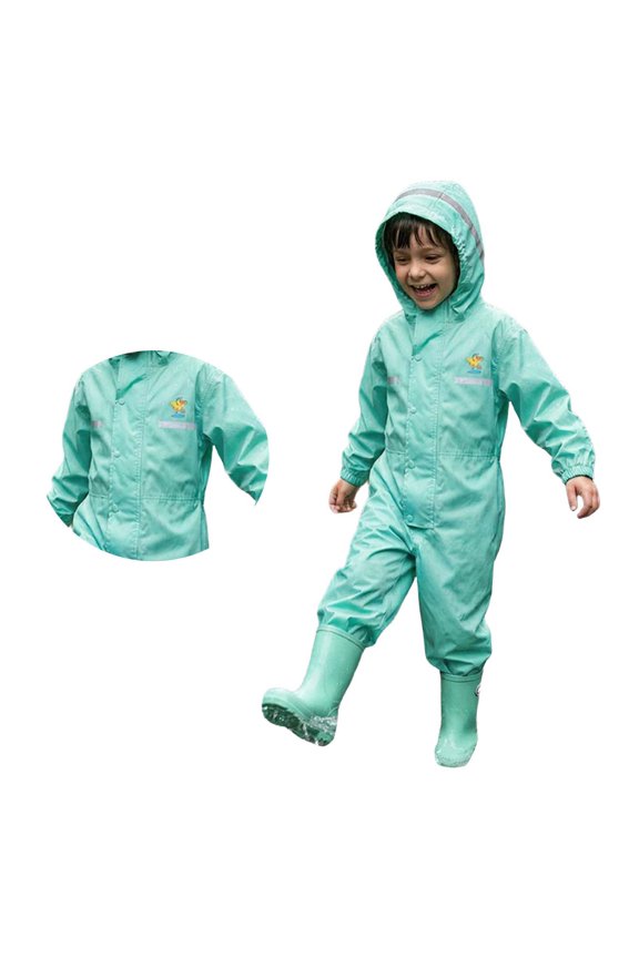 Rain Suits for Kids Boys 1 Piece Hooded Kids Overalls Waterproof Kids Rain Jacket Kids Rain Coats 8-9 Years