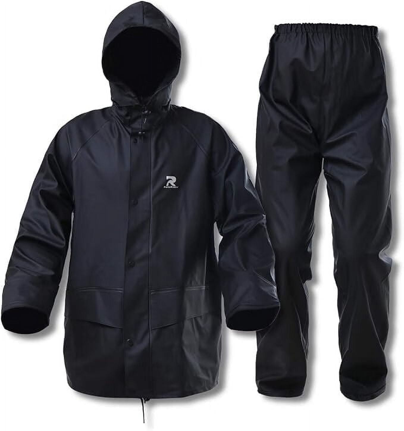 Rain Suits for Men Waterproof Heavy Duty Rain Gear with Rain Jacket & Pants, Durable Workwear for Fishing Camping Hiking(Black,L)