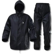 Rain Suits for Men Waterproof Heavy Duty Rain Gear with Rain Jacket & Pants, Durable Workwear for Fishing Camping Hiking(Black,M)