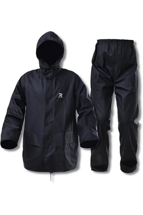 Rain Suits for Men Waterproof Heavy Duty Rain Gear with Rain Jacket & Pants, Durable Workwear for Fishing Camping Hiking(Black,XL)
