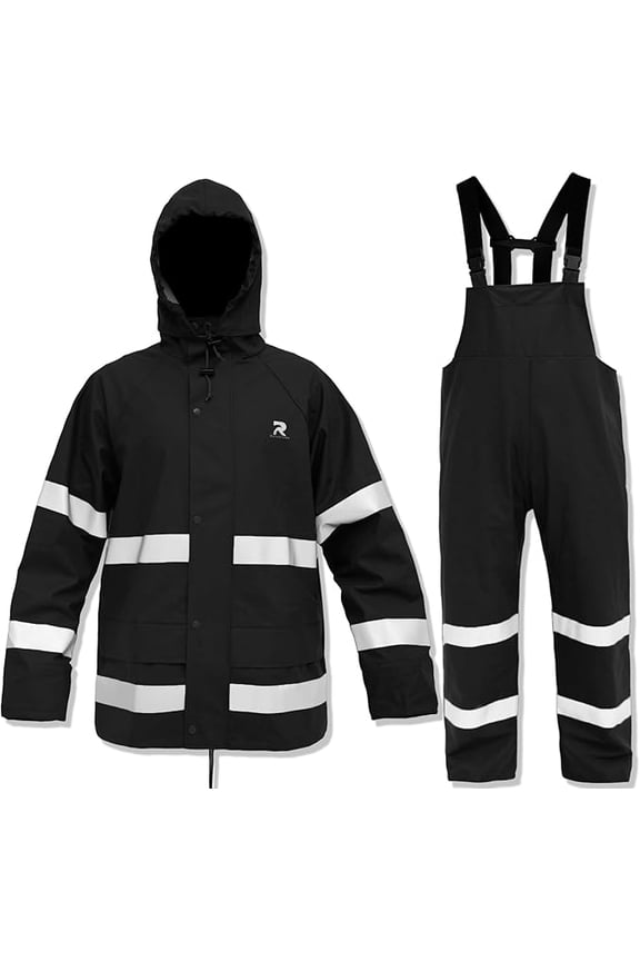 Rain Suits for Men Women Waterproof Heavy Duty Raincoat Fishing Rain Gear Jacket and Pants Hideaway Hood (Charcoal, Large)