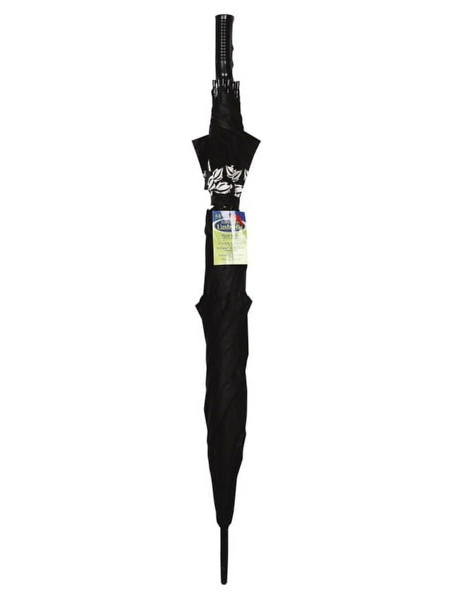 Rain Umbrella 58" Vented Black and White Hibiscus